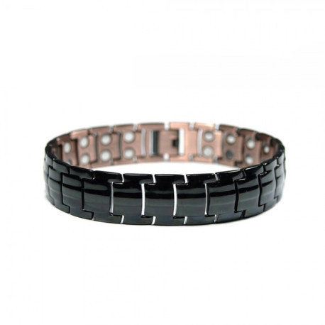 Bracelet magnétique cuivre homme Zeus - revêtement noir