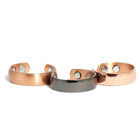 Bague magnétique cuivre lisse - 4 aimants néodyme
