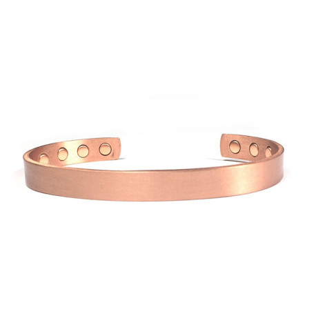 Bracelet magnétique cuivre lisse mat - 8 aimants, homme et femme