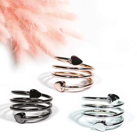Bague magnétique cuivre Serpentine cœur - taille réglable