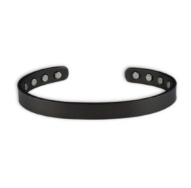 Bracelet cuivre magnétique noir, jonc ouvert - 8 aimants
