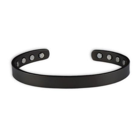 Bracelet cuivre magnétique noir, jonc ouvert - 8 aimants