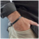Bracelet cuivre magnétique noir, jonc ouvert - 8 aimants