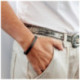 Bracelet cuivre magnétique noir, jonc ouvert - 8 aimants
